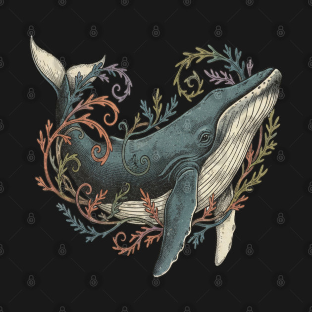 Humpback Whale Surrounded by Sea Botanicals by BirdsnStuff