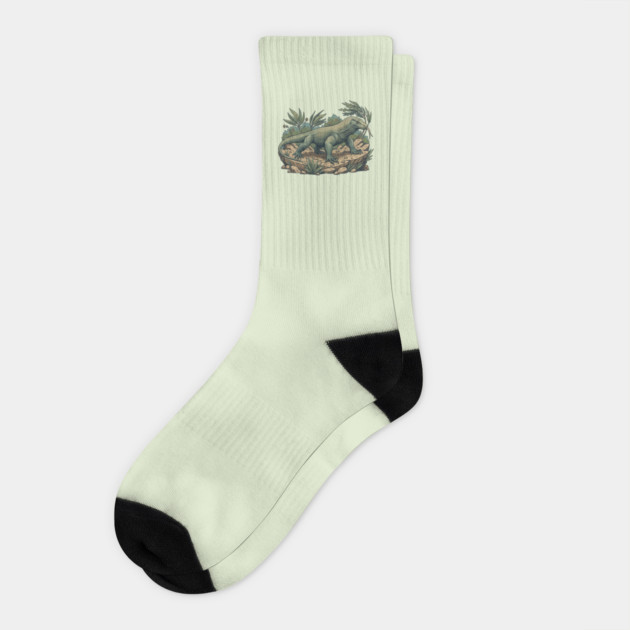 Komodo Dragon Among Island Foliage Socks by BirdsnStuff