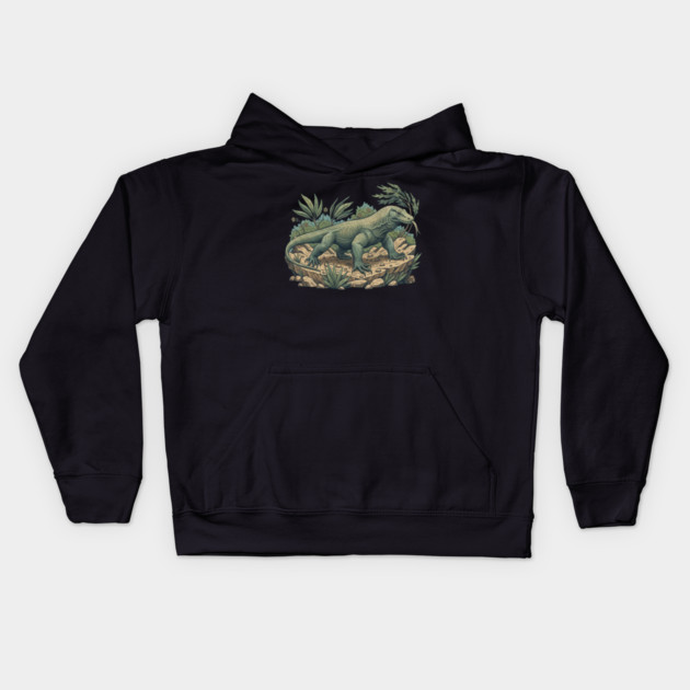 Komodo Dragon Among Island Foliage Kids Hoodie by BirdsnStuff