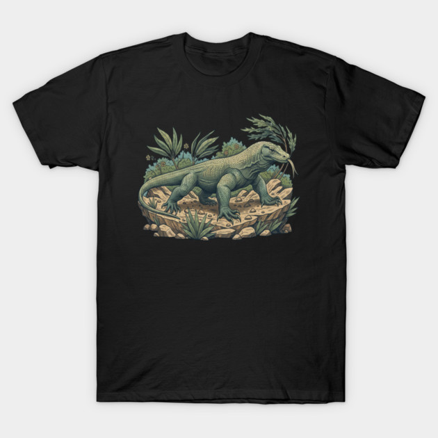 Komodo Dragon Among Island Foliage T-Shirt by BirdsnStuff