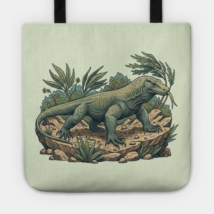Komodo Dragon Among Island Foliage Tote