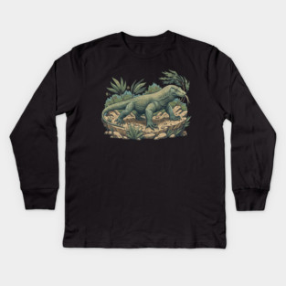 Komodo Dragon Among Island Foliage Kids Long Sleeve T-Shirt