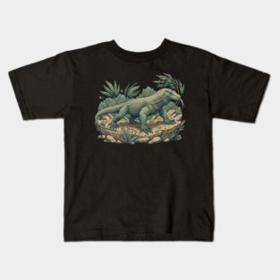 Komodo Dragon Among Island Foliage Kids T-Shirt