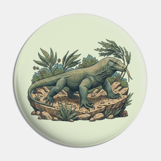 Komodo Dragon Among Island Foliage Pin by BirdsnStuff