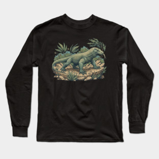 Komodo Dragon Among Island Foliage Long Sleeve T-Shirt