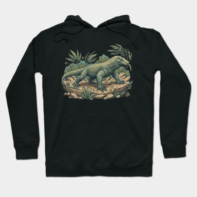 Komodo Dragon Among Island Foliage Hoodie by BirdsnStuff