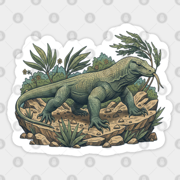 Komodo Dragon Among Island Foliage Sticker by BirdsnStuff
