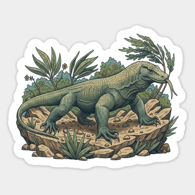 Komodo Dragon Among Island Foliage Magnet by BirdsnStuff