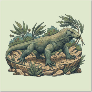 Komodo Dragon Among Island Foliage Posters and Art
