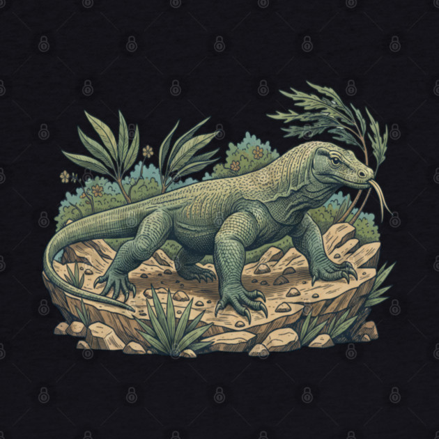 Komodo Dragon Among Island Foliage by BirdsnStuff