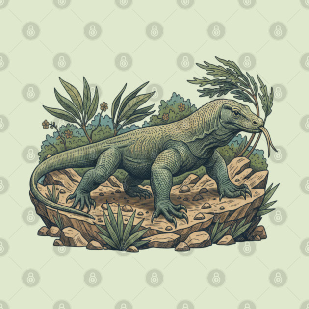 Komodo Dragon Among Island Foliage by BirdsnStuff