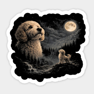 Goldendoodle Howling to The Moon Vintage 90s Retro Animal Sticker