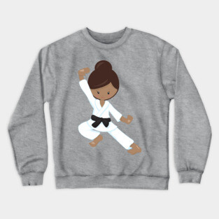 African American Girl, Black Belt, Karate Girl Crewneck Sweatshirt