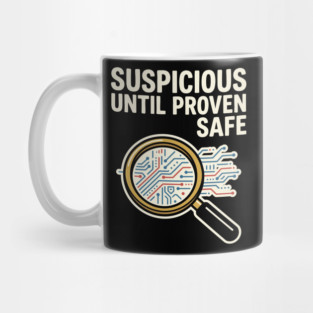 Suspicious Until Proven Safe - Funny Cybersecurity Humor Mug
