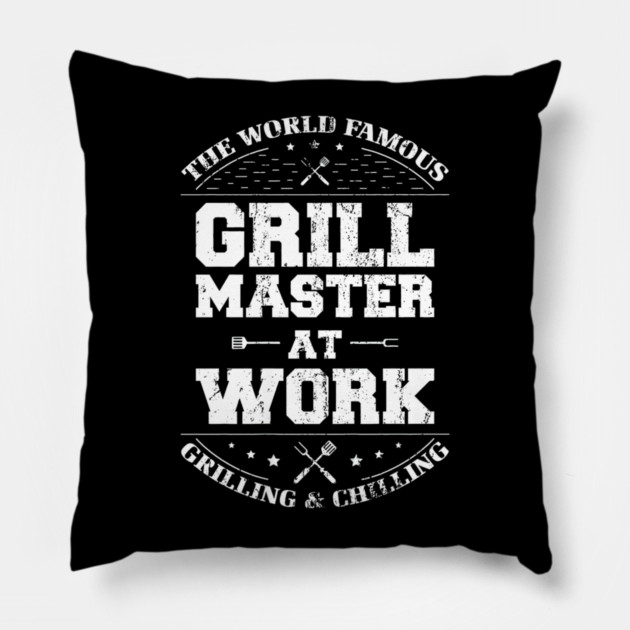 Funny Grill Master BBQ Chef Smoked Meat Lover Barbecue Pillow by yangho