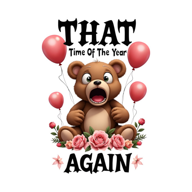 THAT Time Of The Year AGAIN Scared Teddy Bear Cool Funny Valentine's Day Gift by Groovy Outfits