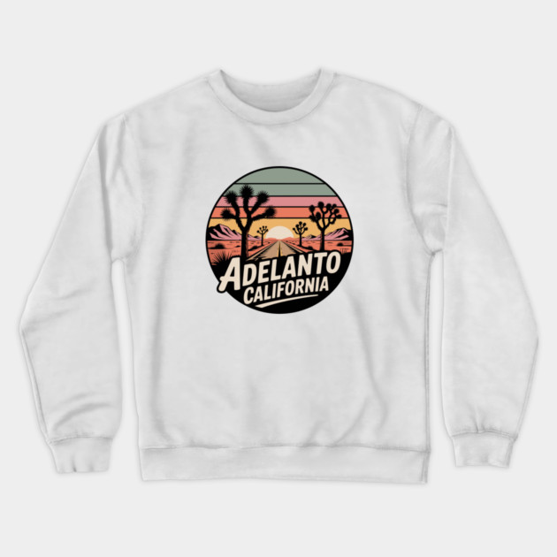 Adelanto California – Retrp Sunset Desert Crewneck Sweatshirt by JessArty