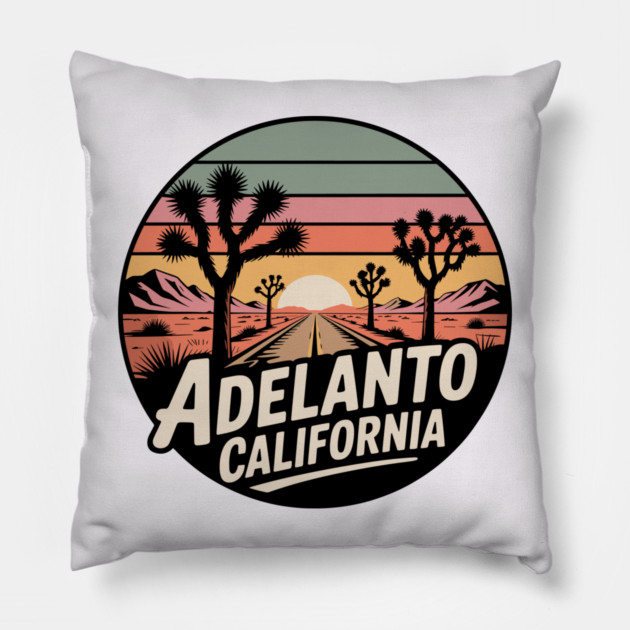 Adelanto California – Retrp Sunset Desert Pillow by JessArty