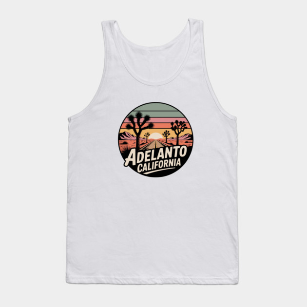 Adelanto California – Retrp Sunset Desert Tank Top by JessArty