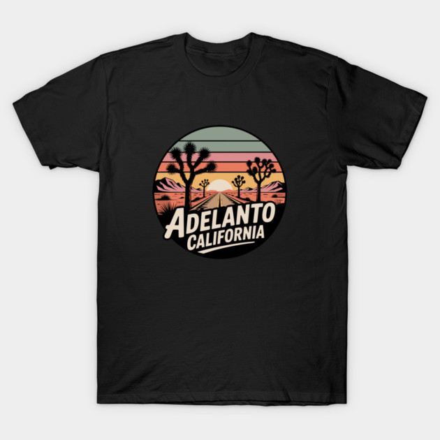 Adelanto California – Retrp Sunset Desert T-Shirt by JessArty