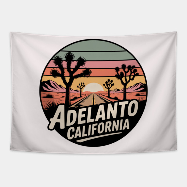 Adelanto California – Retrp Sunset Desert Tapestry by JessArty