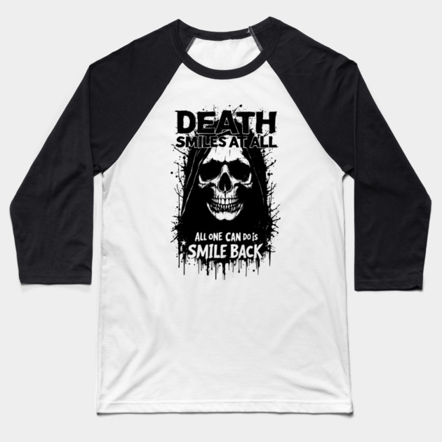 Memento Mori Skull Baseball T-Shirt by Designed By Marty