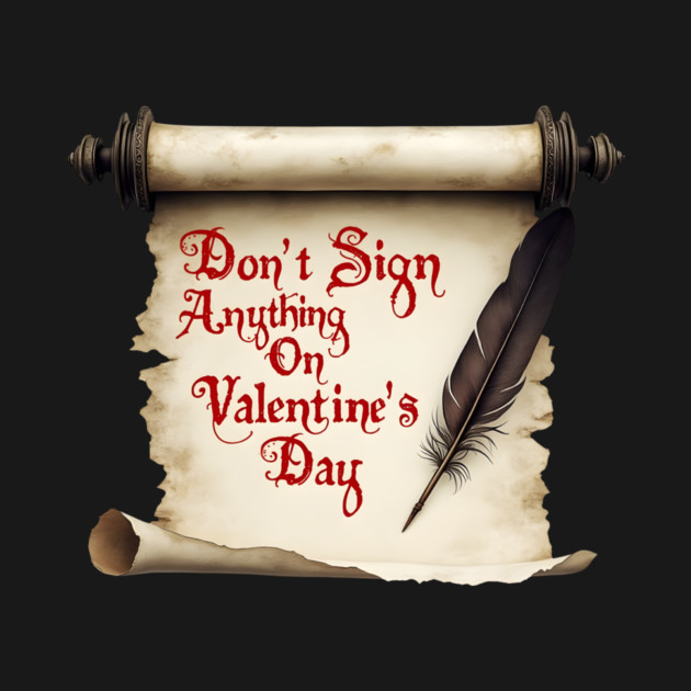 Don't Sign Anything on Valentine's Day! Sarcastic and Cool Valentine's Day Gift by Groovy Outfits