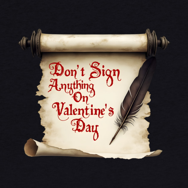 Don't Sign Anything on Valentine's Day! Sarcastic and Cool Valentine's Day Gift by Groovy Outfits