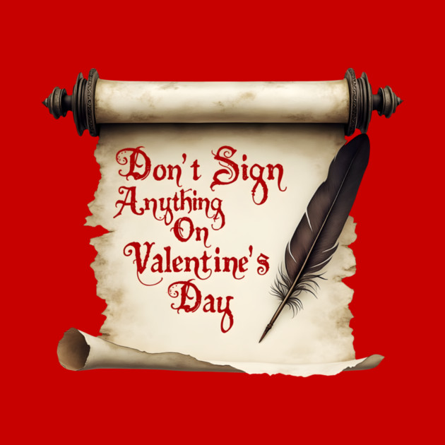 Don't Sign Anything on Valentine's Day! Sarcastic and Cool Valentine's Day Gift by Groovy Outfits