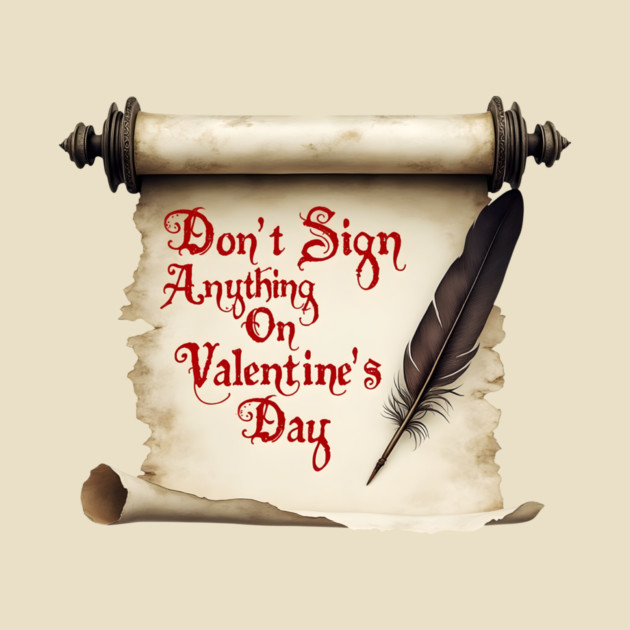 Don't Sign Anything on Valentine's Day! Sarcastic and Cool Valentine's Day Gift by Groovy Outfits