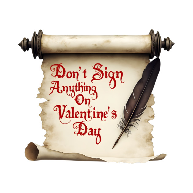 Don't Sign Anything on Valentine's Day! Sarcastic and Cool Valentine's Day Gift by Groovy Outfits