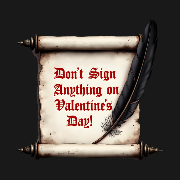 Don't Sign Anything On Valentine's Day! Sarcastic and Cool Valentine's Day Gift by Groovy Outfits