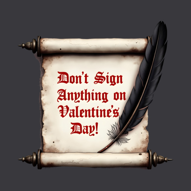 Don't Sign Anything On Valentine's Day! Sarcastic and Cool Valentine's Day Gift by Groovy Outfits