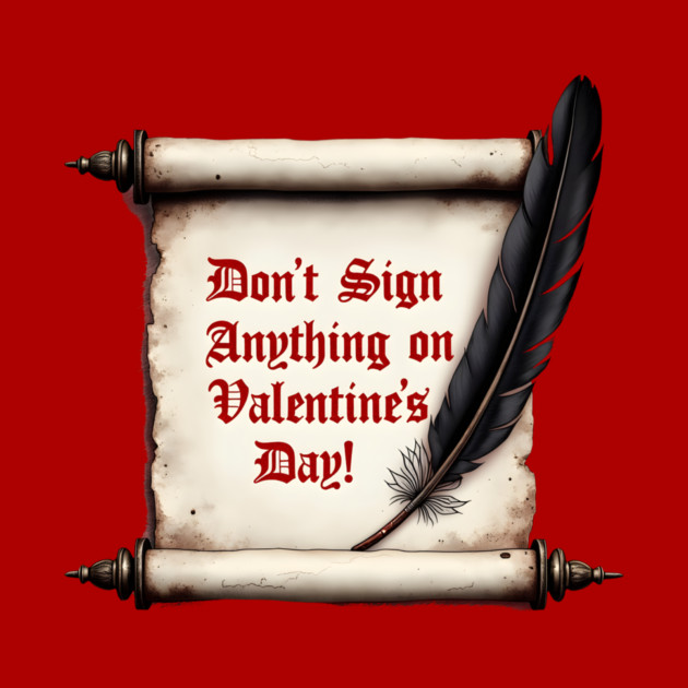 Don't Sign Anything On Valentine's Day! Sarcastic and Cool Valentine's Day Gift by Groovy Outfits
