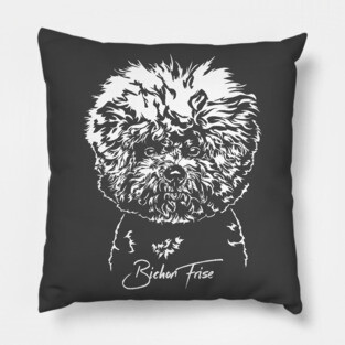 Funny Bichon Frise dog lover dog portrait Pillow
