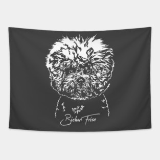 Funny Bichon Frise dog lover dog portrait Tapestry