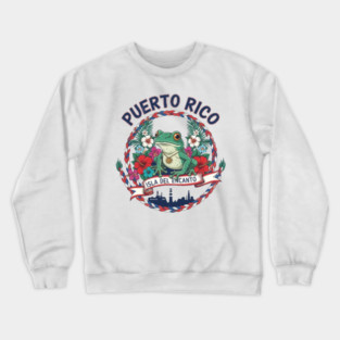Puerto Rico Coqui Frog Isla Del Encanto Heritage Crewneck Sweatshirt