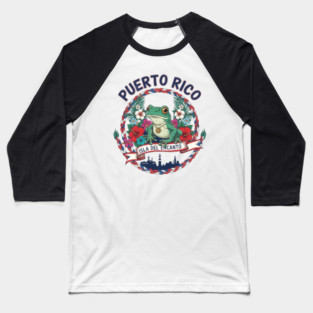 Puerto Rico Coqui Frog Isla Del Encanto Heritage Baseball T-Shirt