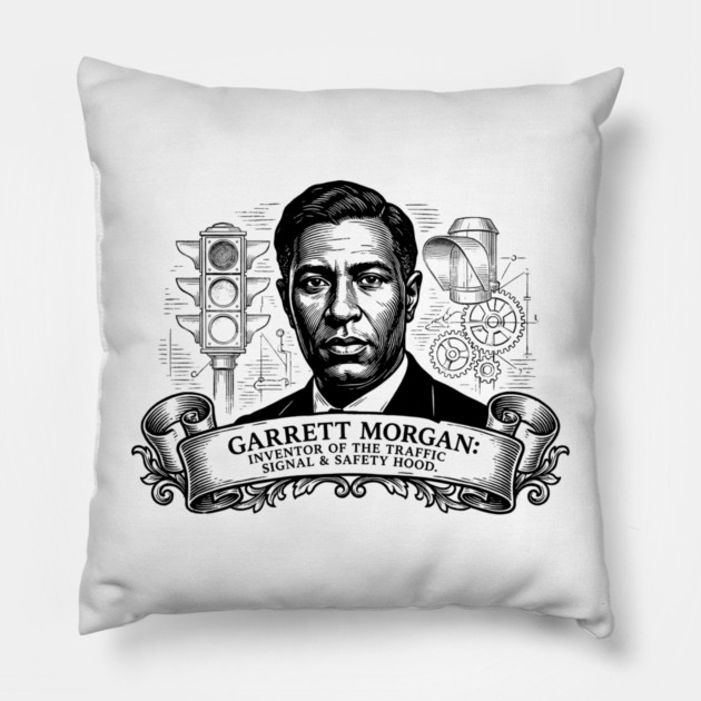 Garrett Morgan: Inventor of the Traffic Signal & Safety Hood Pillow by UrbanLifeApparel