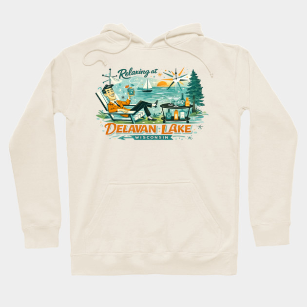 Relaxing at Delavan Lake Hoodie by CrazyGirl