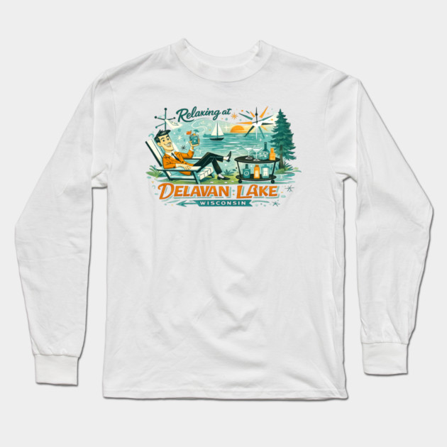 Relaxing at Delavan Lake Long Sleeve T-Shirt by CrazyGirl