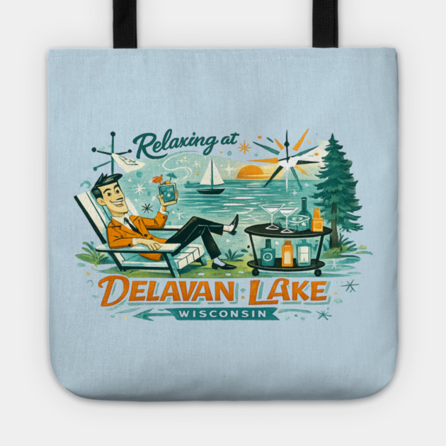 Relaxing at Delavan Lake Tote by CrazyGirl