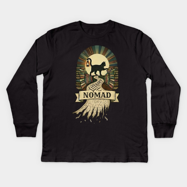 LITERARY NOMAD Kids Long Sleeve T-Shirt by Cataura