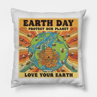 Beekeeping Earth Day Pillow