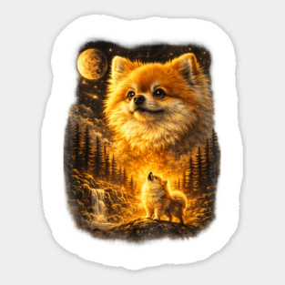 Pomeranian Howling To The Moon Vintage 90s Retro Dog Animal Sticker