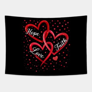 Faith Hope Love Intertwined Hearts Art Tapestry
