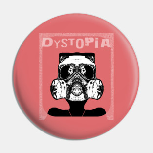Surreal Dystopia Gasmask Stencil Art Pin