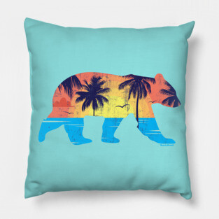 Sunset Beach Bear Coastal Miami Gay Bear | BearlyBrand Pillow