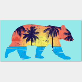 Sunset Beach Bear Coastal Miami Gay Bear | BearlyBrand Posters and Art