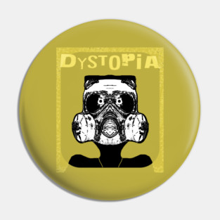 Surreal Dystopia Gasmask Stencil Art Pin